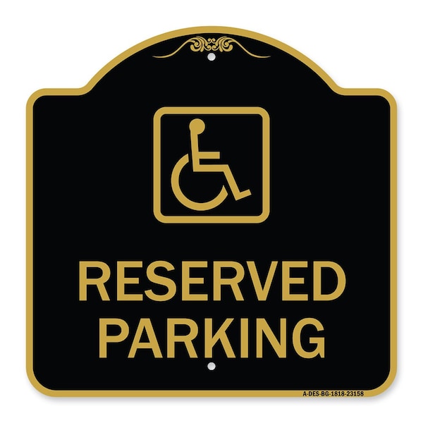 Signmission Reserved Parking Handicapped Blue, Black & Gold Aluminum Sign, 18" x 18", BG-1818-23158 A-DES-BG-1818-23158 - main
